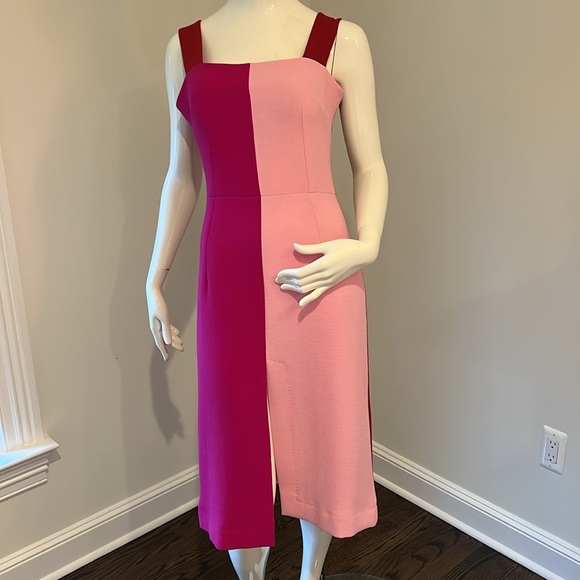 Authentic Dolce & Gabbana wool Knee-Length pink and red color block dress - Picture 2 of 6